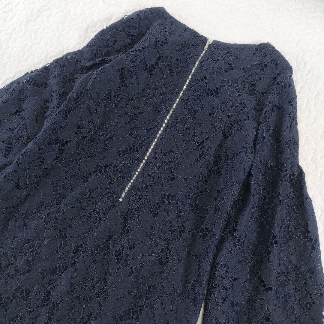 美品✨ADORE　オールレースワンピース　フレアスリーブ　ネイビー　38