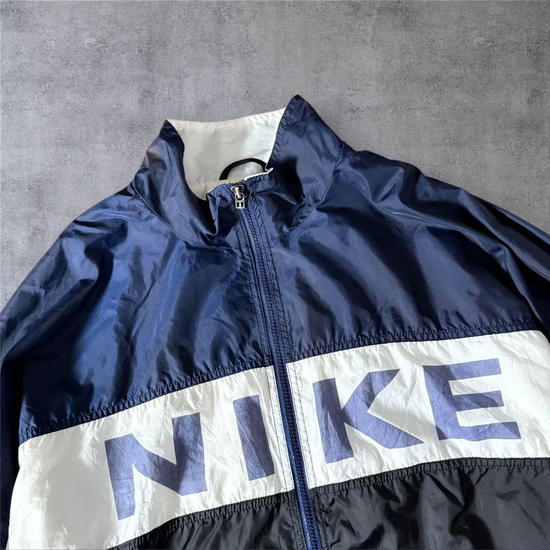 1024】90年代NIKEナイロンジャケット短丈ビッグロゴマルチカラー