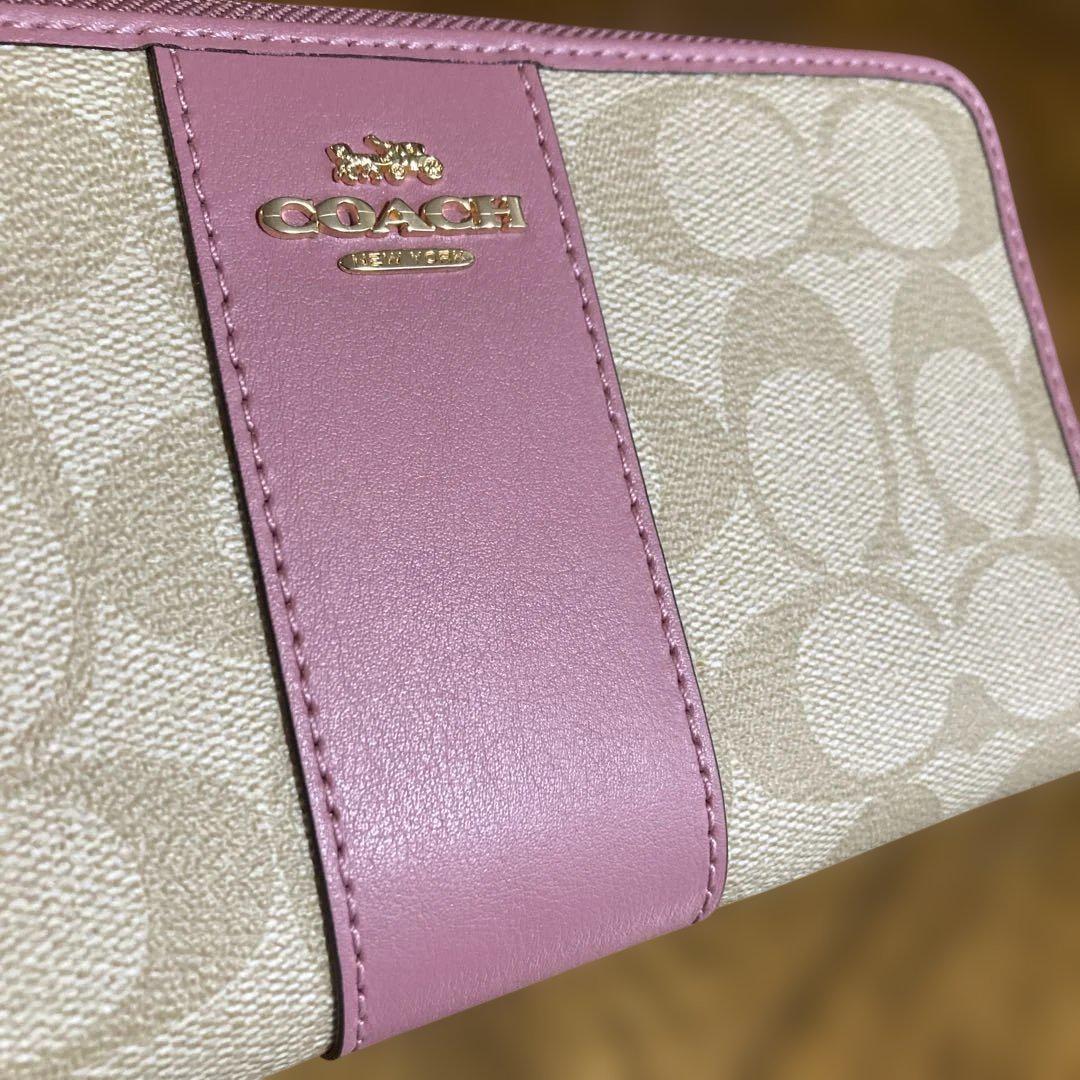 COACH コーチ 長財布 ★54630 ベージュ×ピンク★未使用自宅保管
