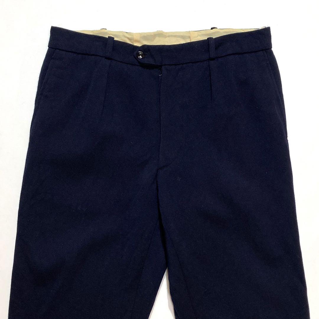 60s 70s タック入り ウール スラックス 濃紺 赤