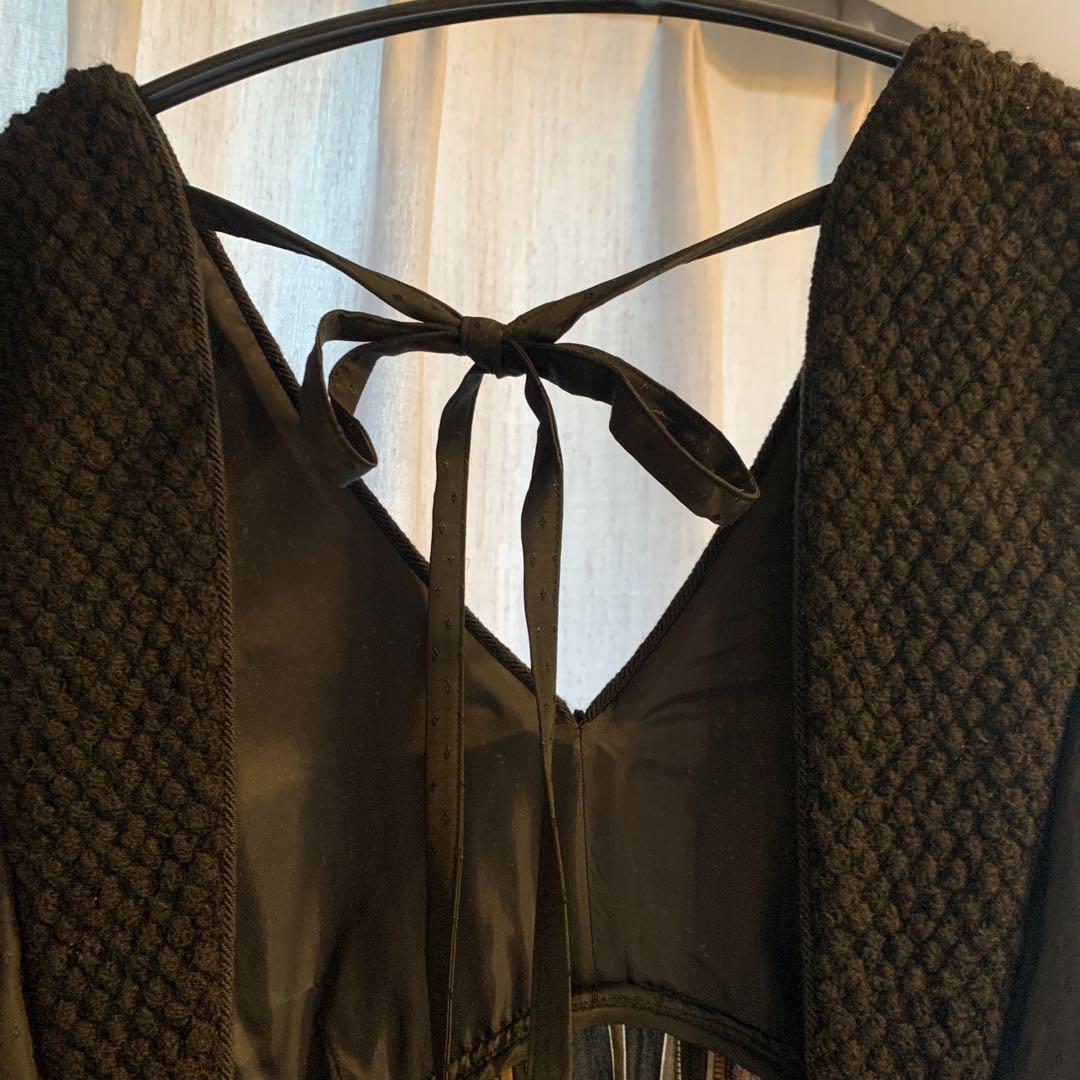 【美品】フミエタナカ　パッチロングワンピース　ブラック