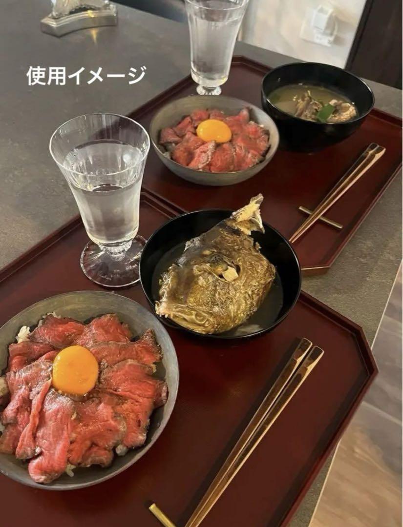 越前塗　角盆　隅切り布目盆　折敷　お盆3客セット