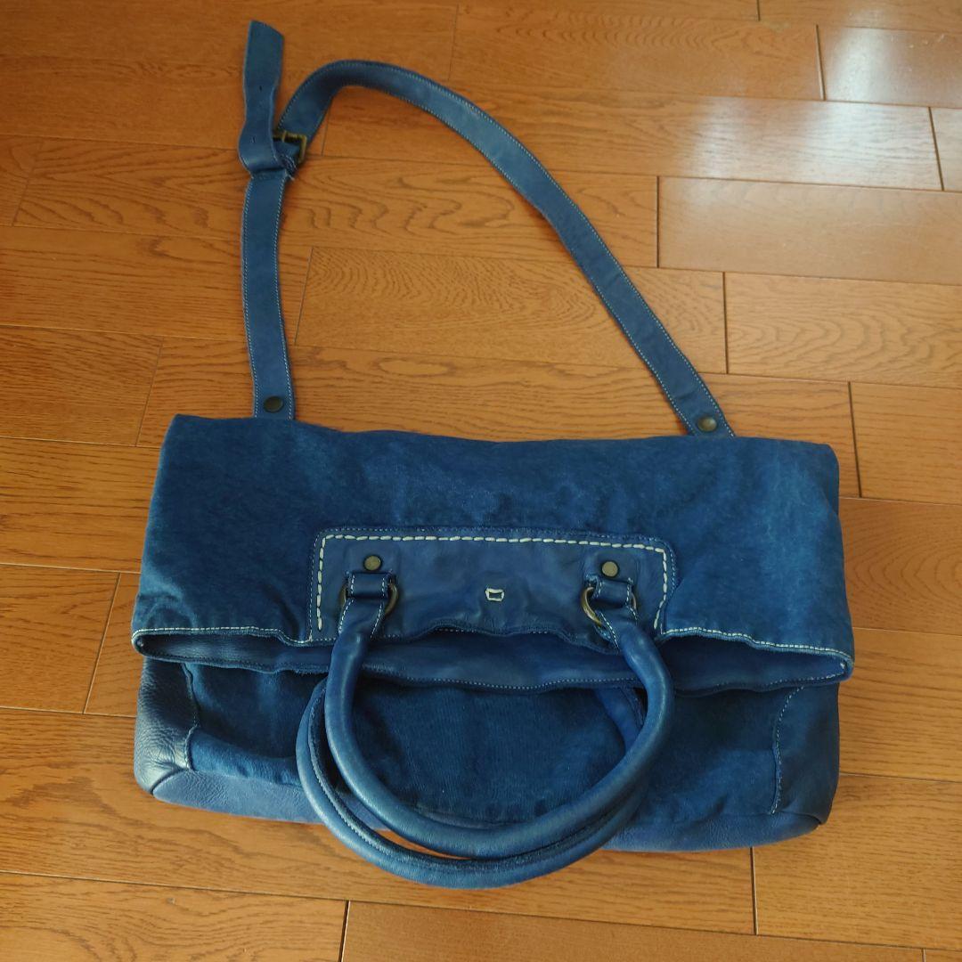 コレクションプリヴェ　ダークブルー　レザートートバッグ