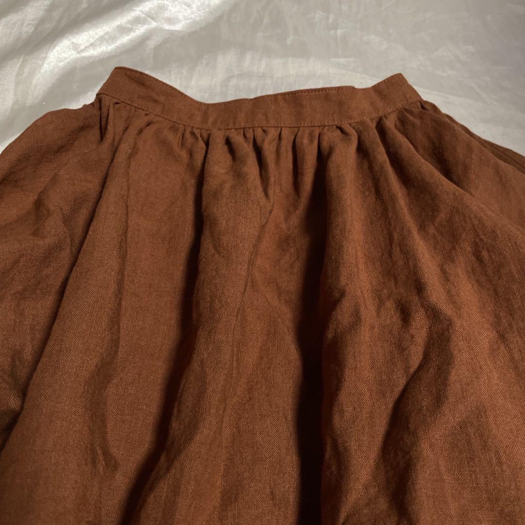 CLOTH WOOD リネン プルオーバーブラウス 長袖 ブラウン 作家