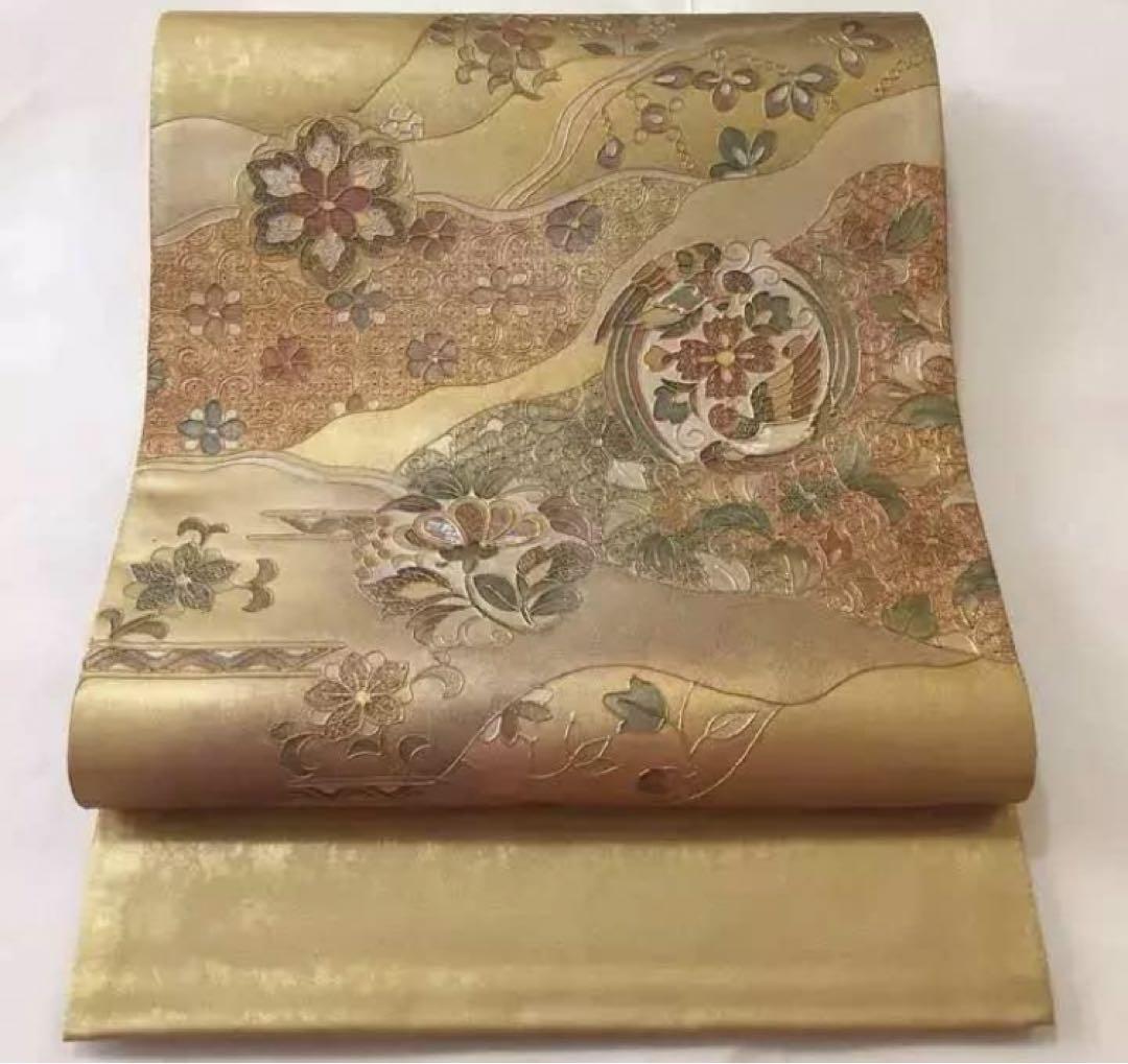 未使用　世界で1点のみ　草木染 袋帯 幾何学模様 未使用 世界で1点のみ 草木染 袋帯 幾何学模様 - メルカリ