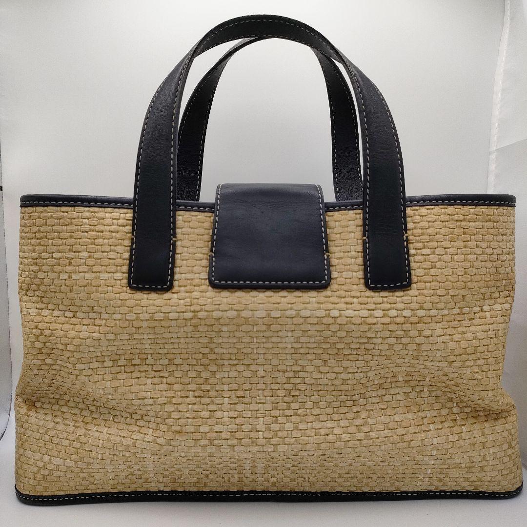 COACH ハンドバッグ ストロー ターンロック レザー かごバッグ コーチ