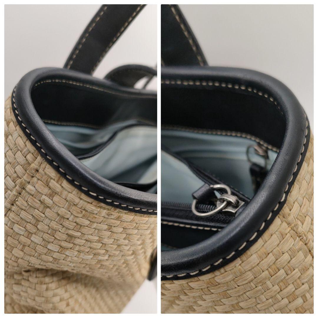 COACH ハンドバッグ ストロー ターンロック レザー かごバッグ コーチ
