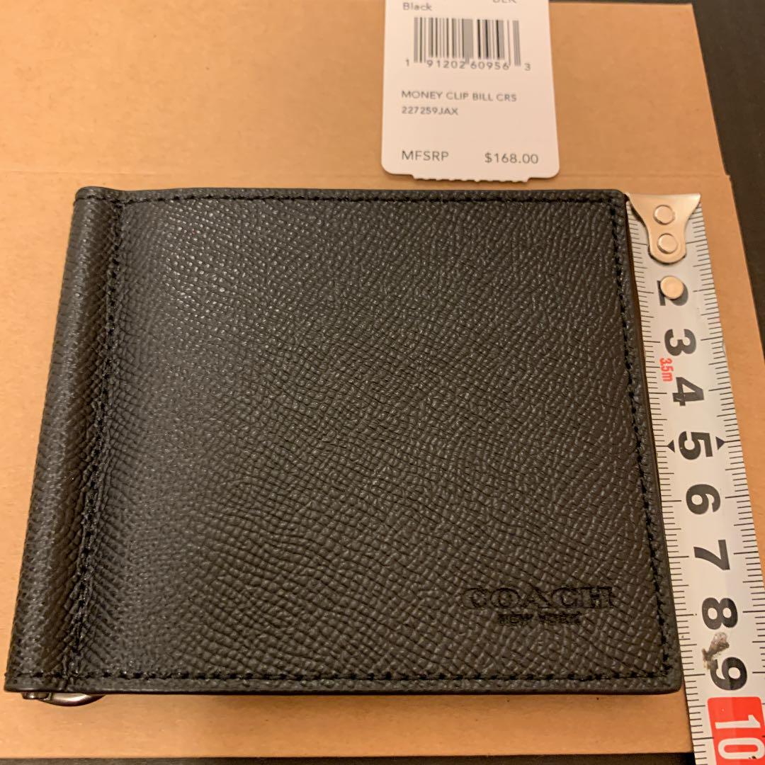 新品　コーチ　COACH 折財布　マネークリップ 札入れ　カード入れ　レザー　黒