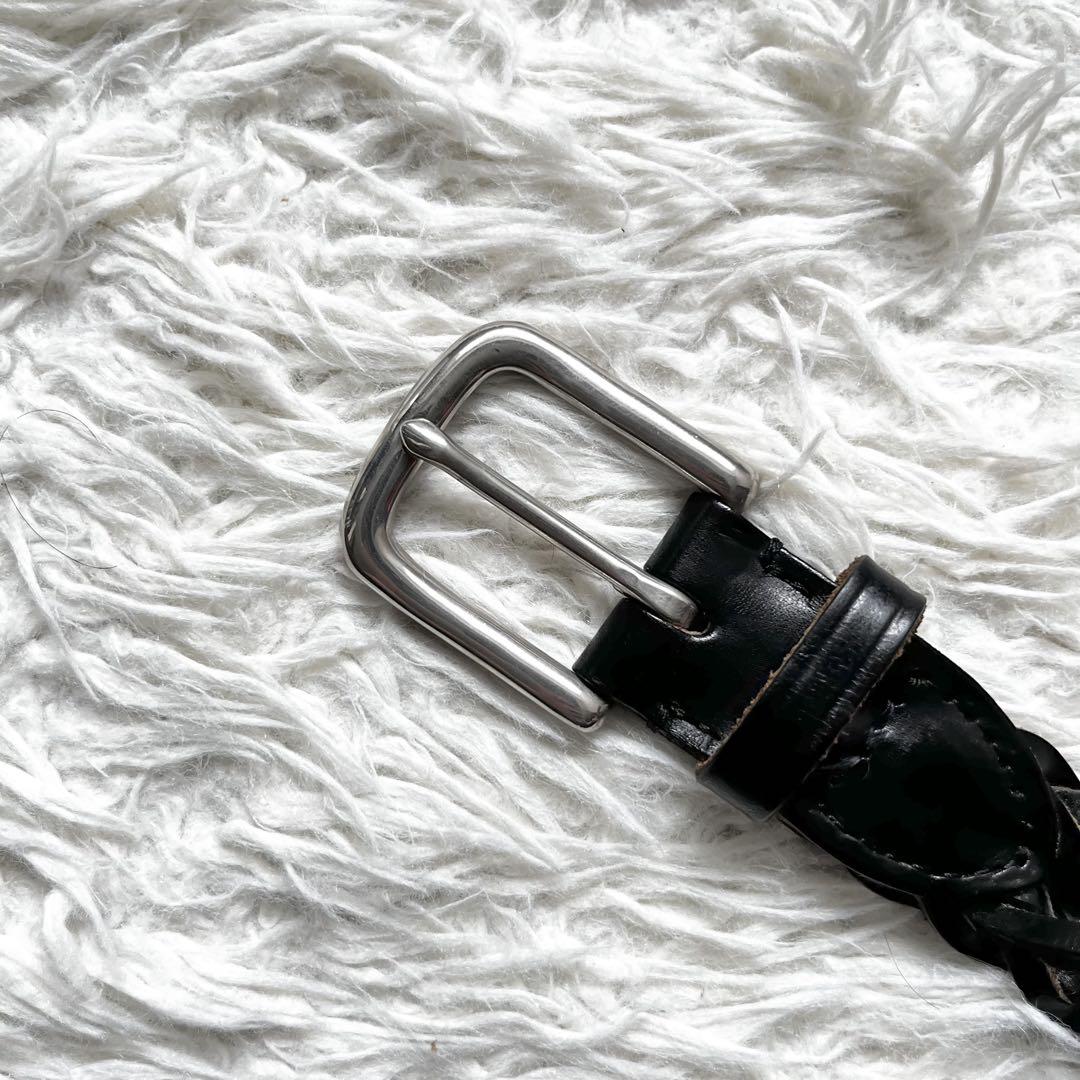 良品★whitehouse cox★34/85 メッシュベルト黒　メンズ レザー