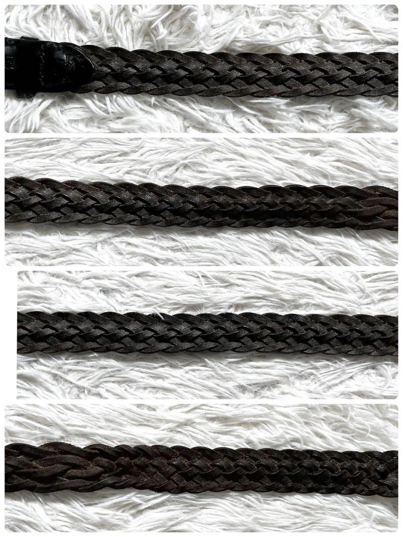 良品★whitehouse cox★34/85 メッシュベルト黒　メンズ レザー