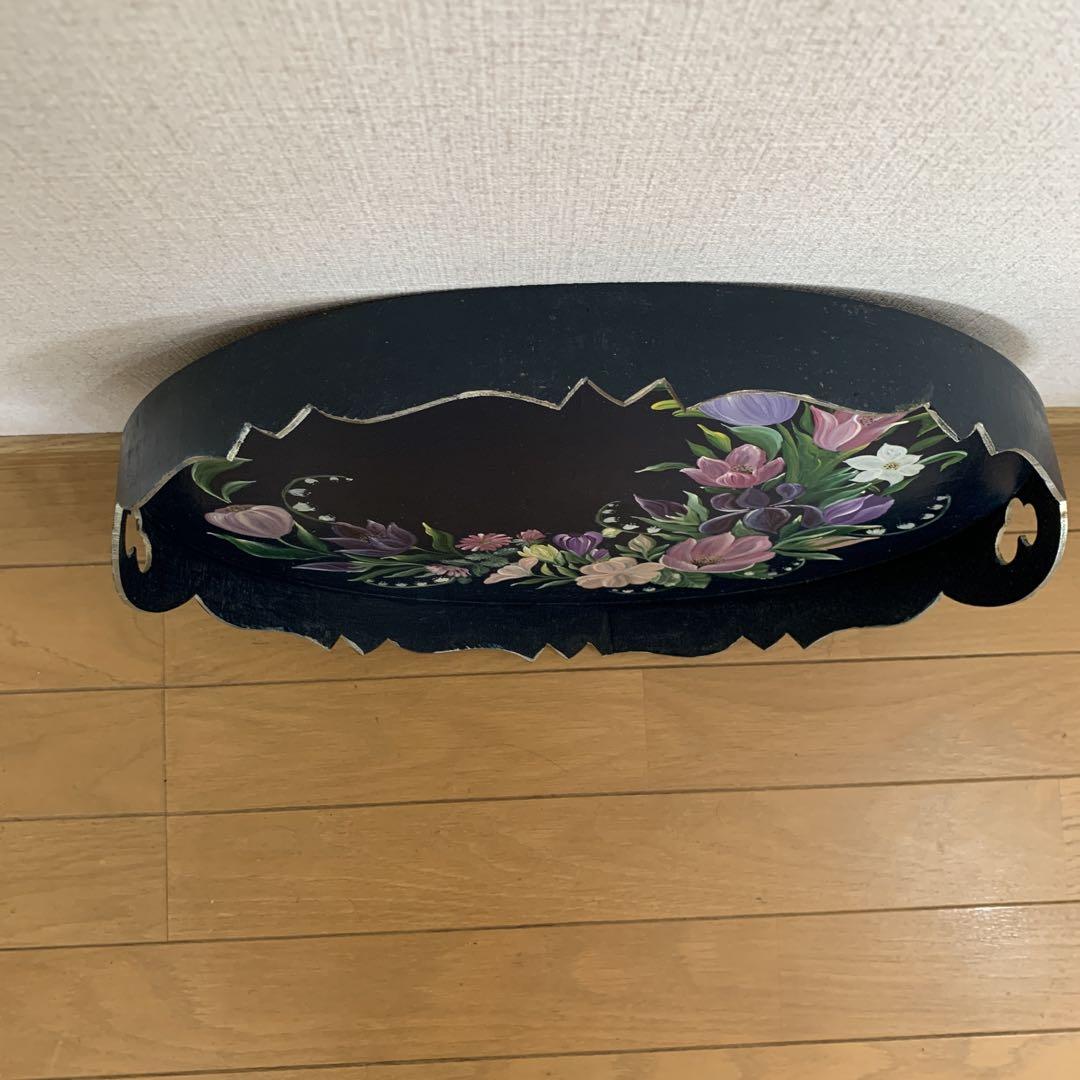 トールペイント作品 大きめ楕円 ダークブルー木製トレイ - メルカリ