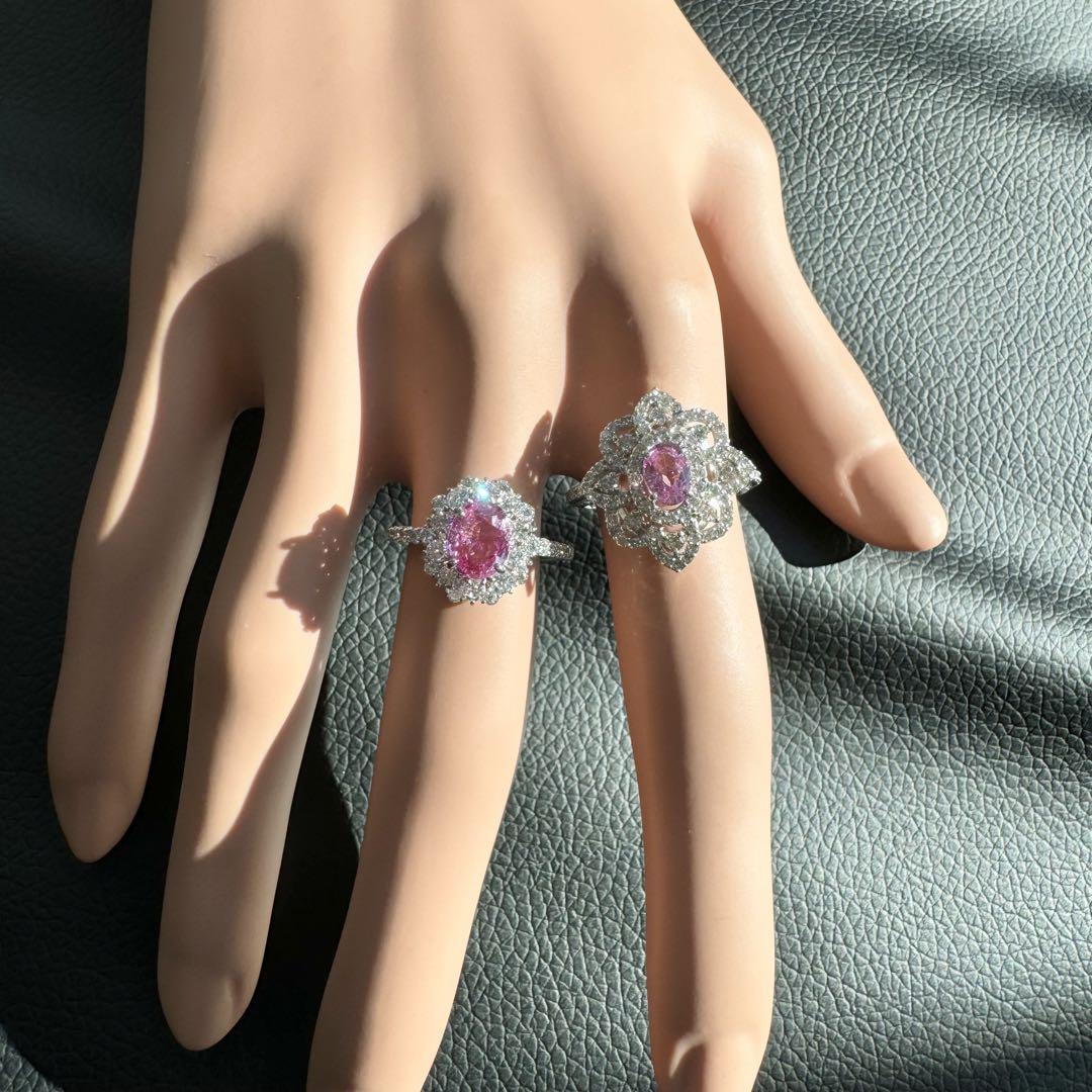 新作☆PT950パパラチアサファイアリングPS:1.270ct D:0.72ct