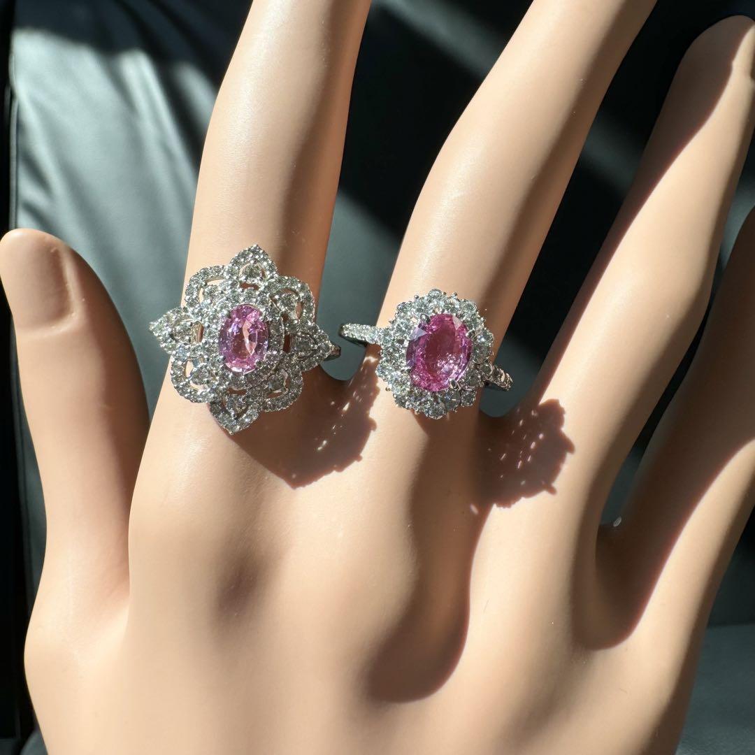 新作☆PT950パパラチアサファイアリングPS:1.270ct D:0.72ct