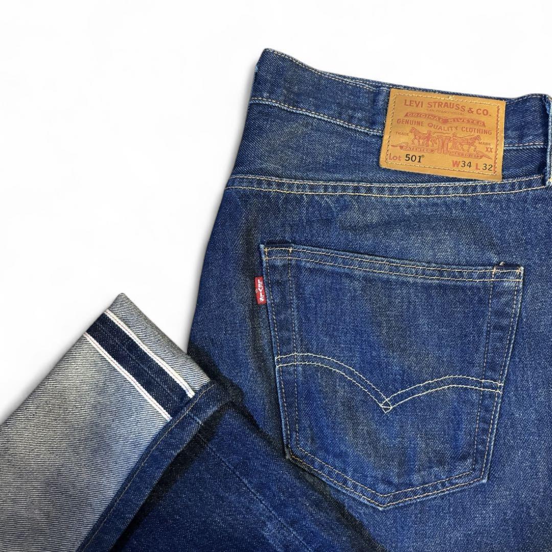 ✨濃紺✨LEVI'S PREMIUM 501 USA製 ビッグE 赤耳 W33 美品】リーバイス501 《W33》プレミアム USA ビックE 赤耳 濃紺