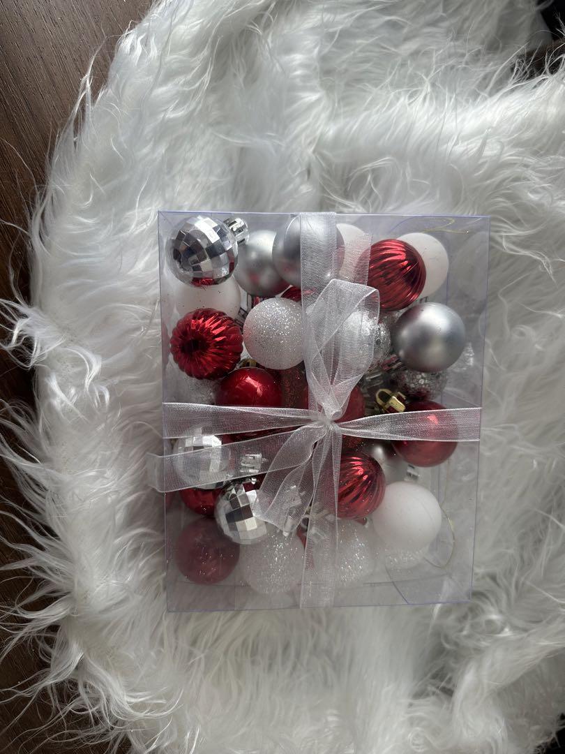 クリスマスオーナメントセット 赤白銀