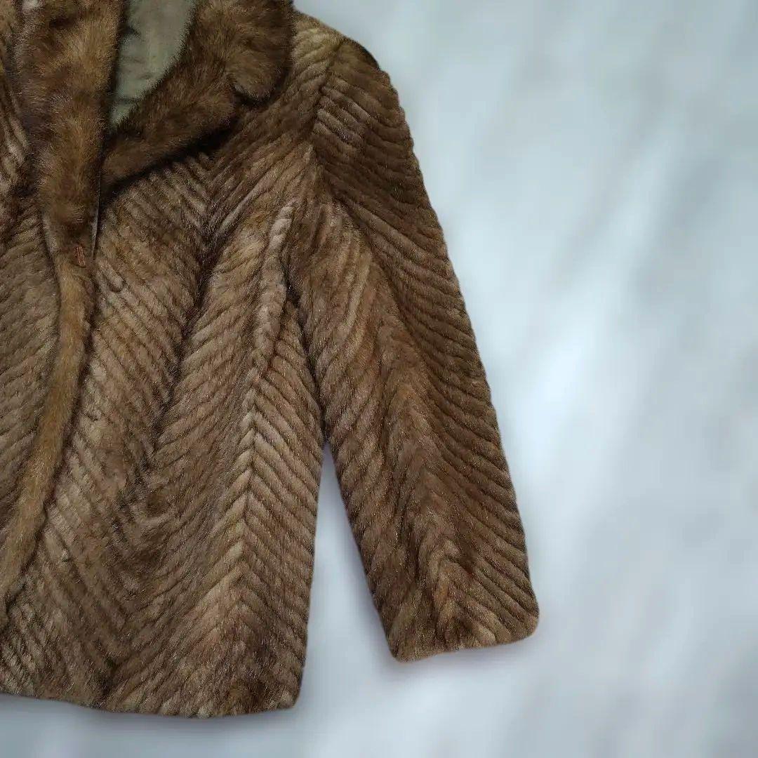 【美品】ライトブラウン ファーハーフコート ミンク 9号 【美品】ライトブラウン ファーハーフコート ミンク 9号