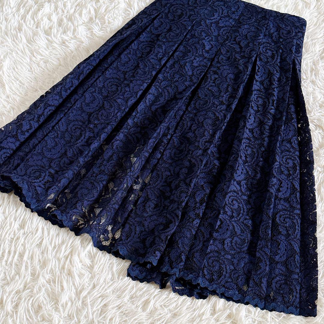 美品✨sacai レース プリーツ ドッキング ラップスカート 1サイズ 紺