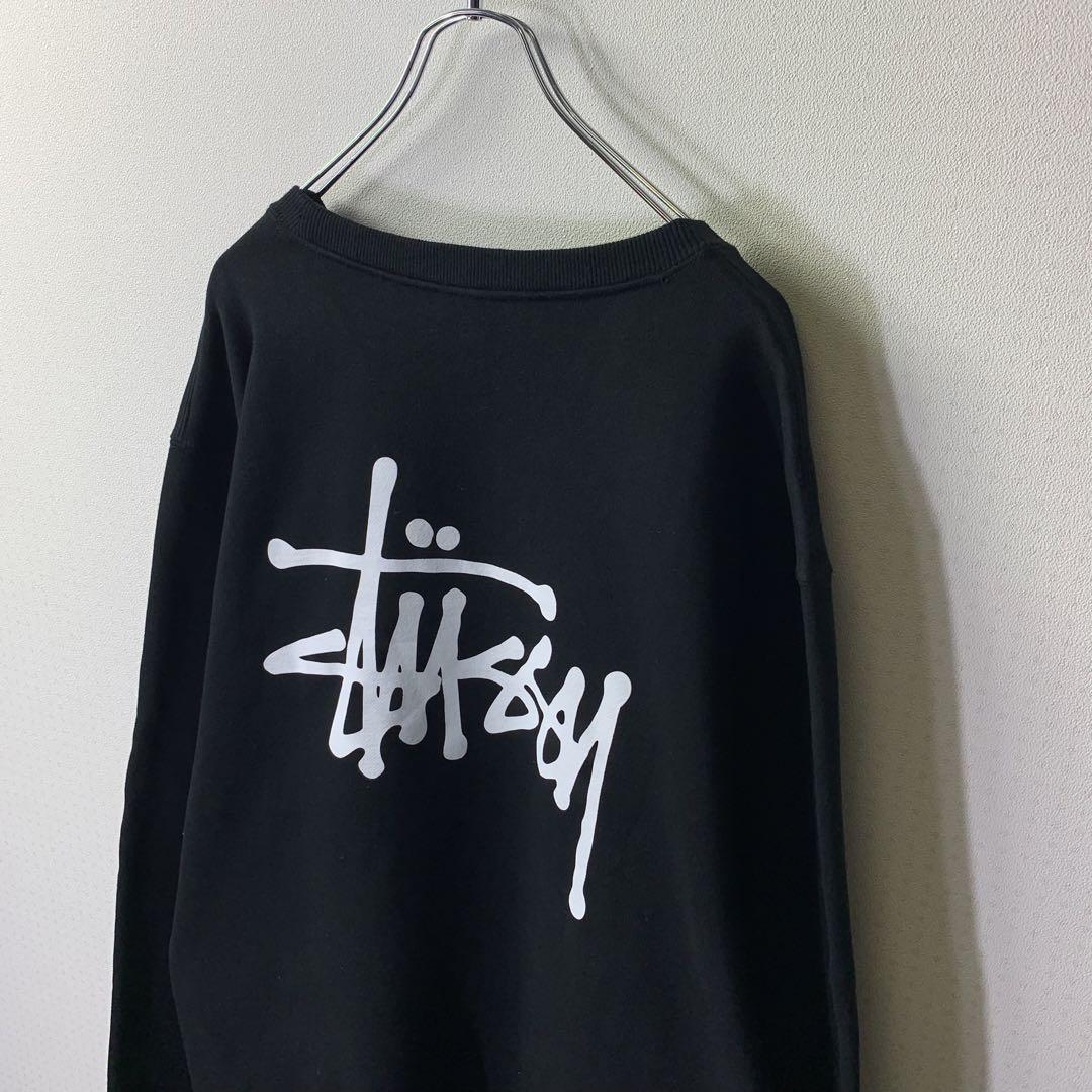 美品 XXL STUSSY ベーシックロゴスウェットトレーナー ブラック 肉厚