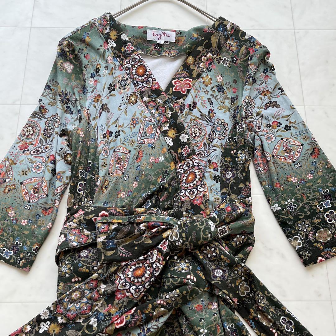 オカメ様良品✨ケイミー 和柄 ラップワンピース カシュクール 花柄