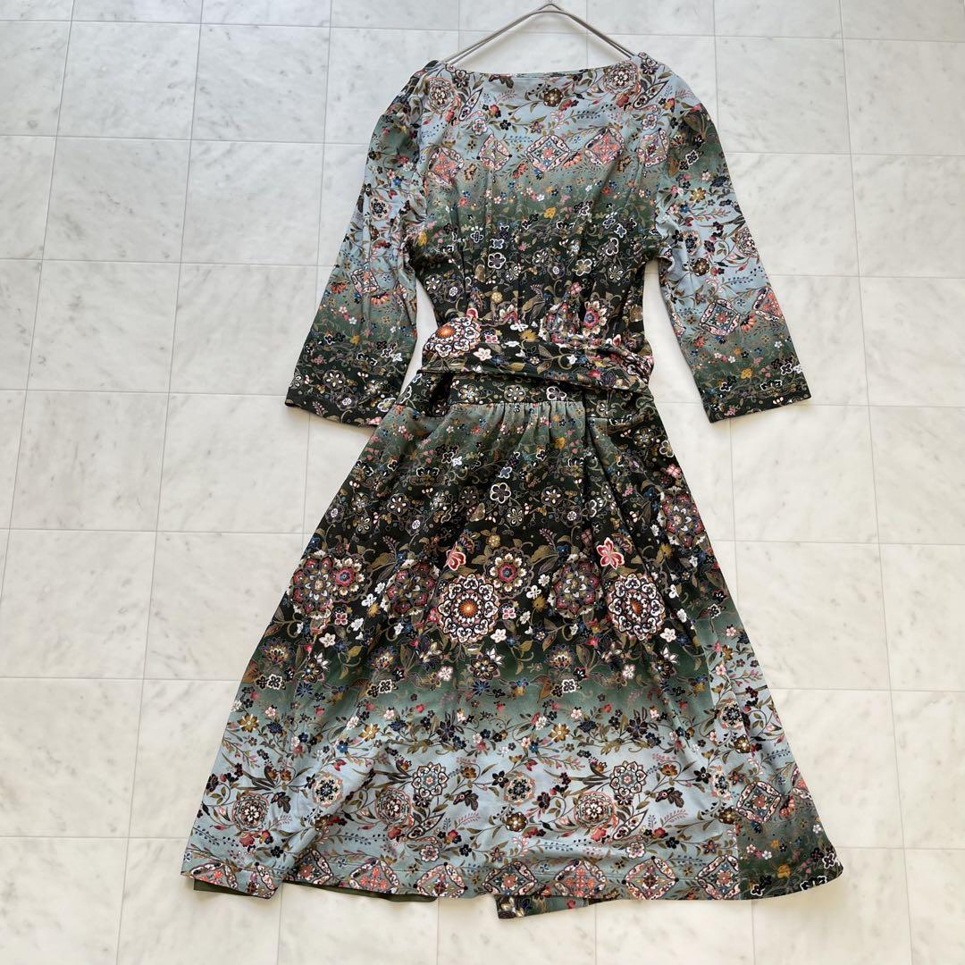 オカメ様良品✨ケイミー 和柄 ラップワンピース カシュクール 花柄 良品✨ケイミー 和柄 ラップワンピース カシュクール 花柄