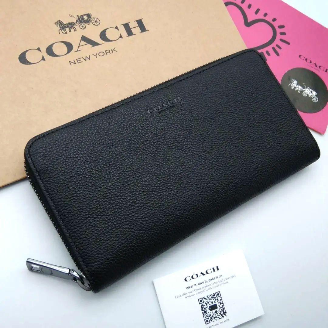 新作　新品　COACH　長財布　メンズ　ブラック　黒色小物