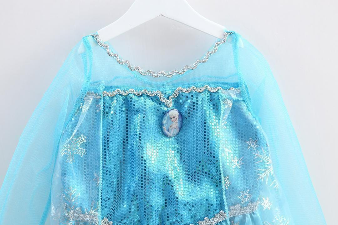 アナ雪 エルサ風プリンセスドレス 120 キラキラ 豪華 コスプレ キッズ 衣装