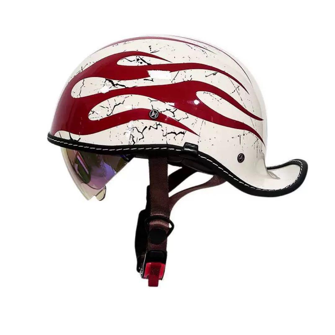 内蔵レンズハーレー トレロヘルメット ハーフヘルメット半キャップ ダックテール