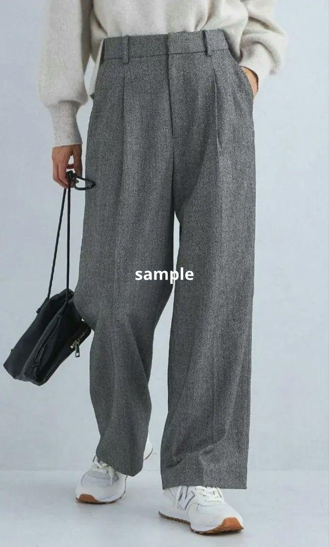 グリーンレーベル DK.GRAY タック テーパード パンツ