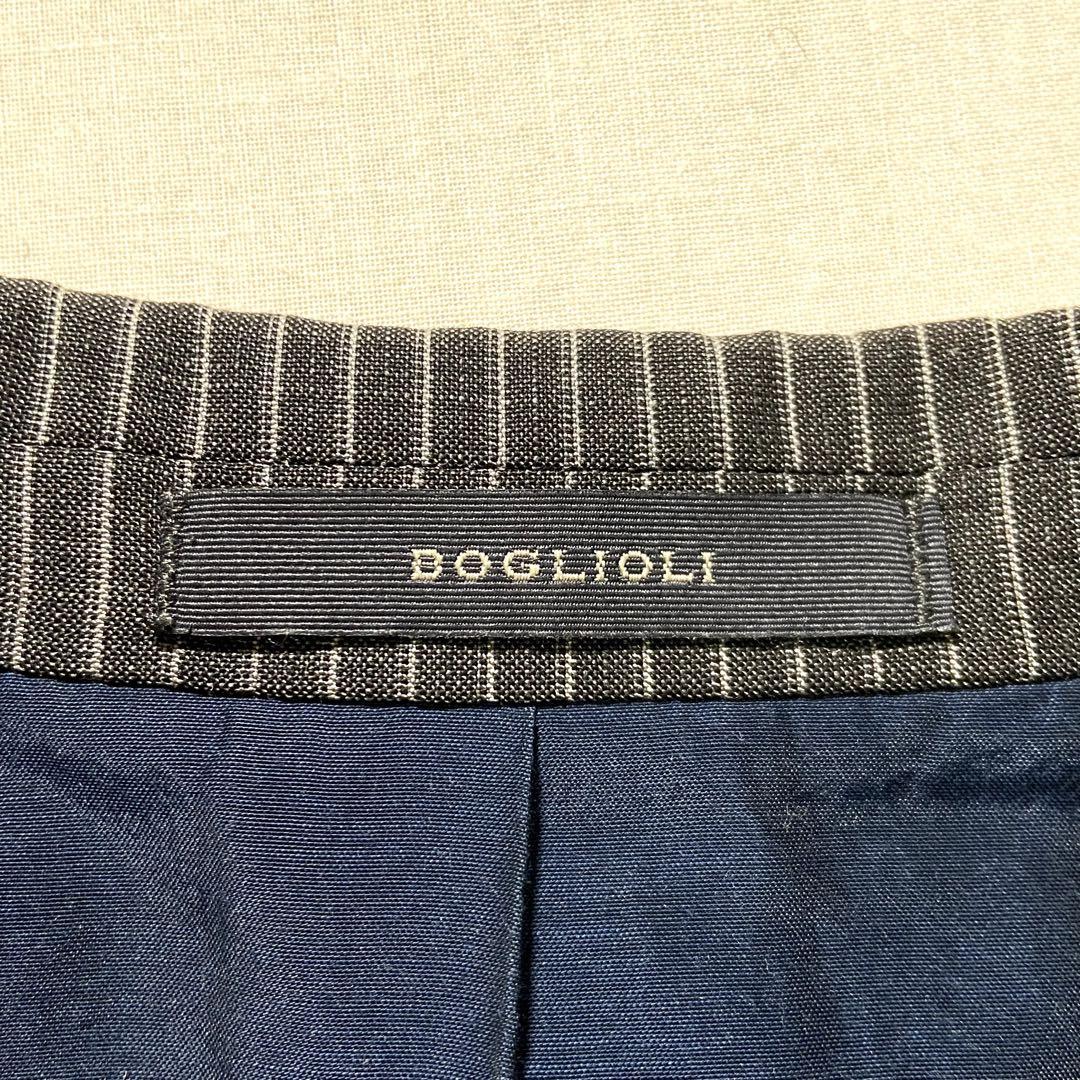 シルク混 BOGLIOLI テーラードジャケット ストライプ グレー 46