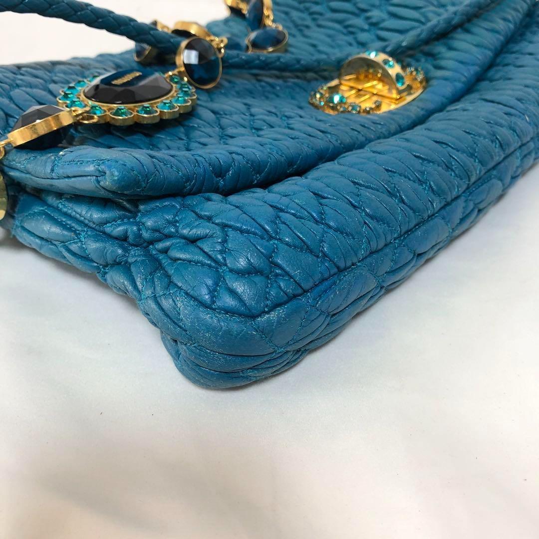 希少美品☆miumiu ミュウミュウ ナッパクリスタル ビジュー マテラッセ