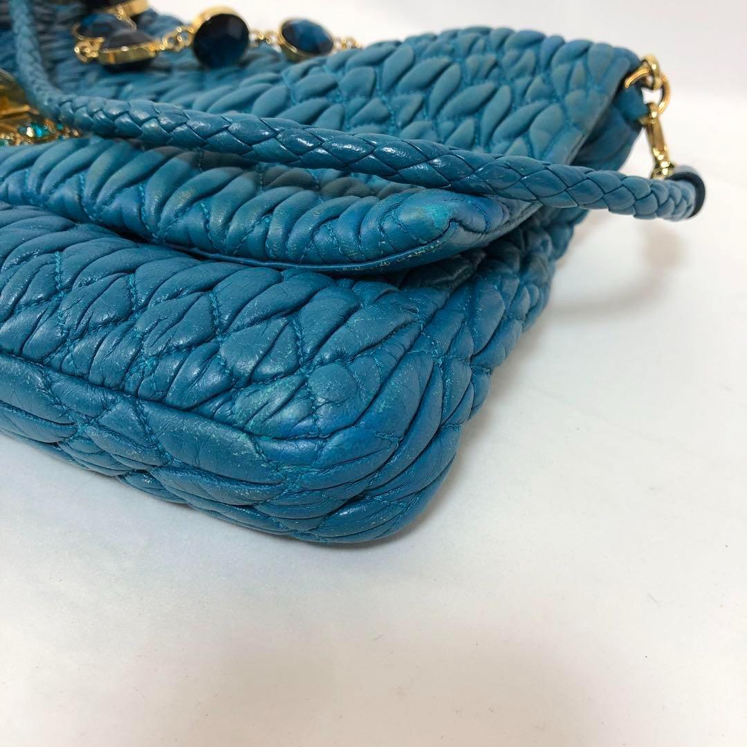 希少美品☆miumiu ミュウミュウ ナッパクリスタル ビジュー マテラッセ