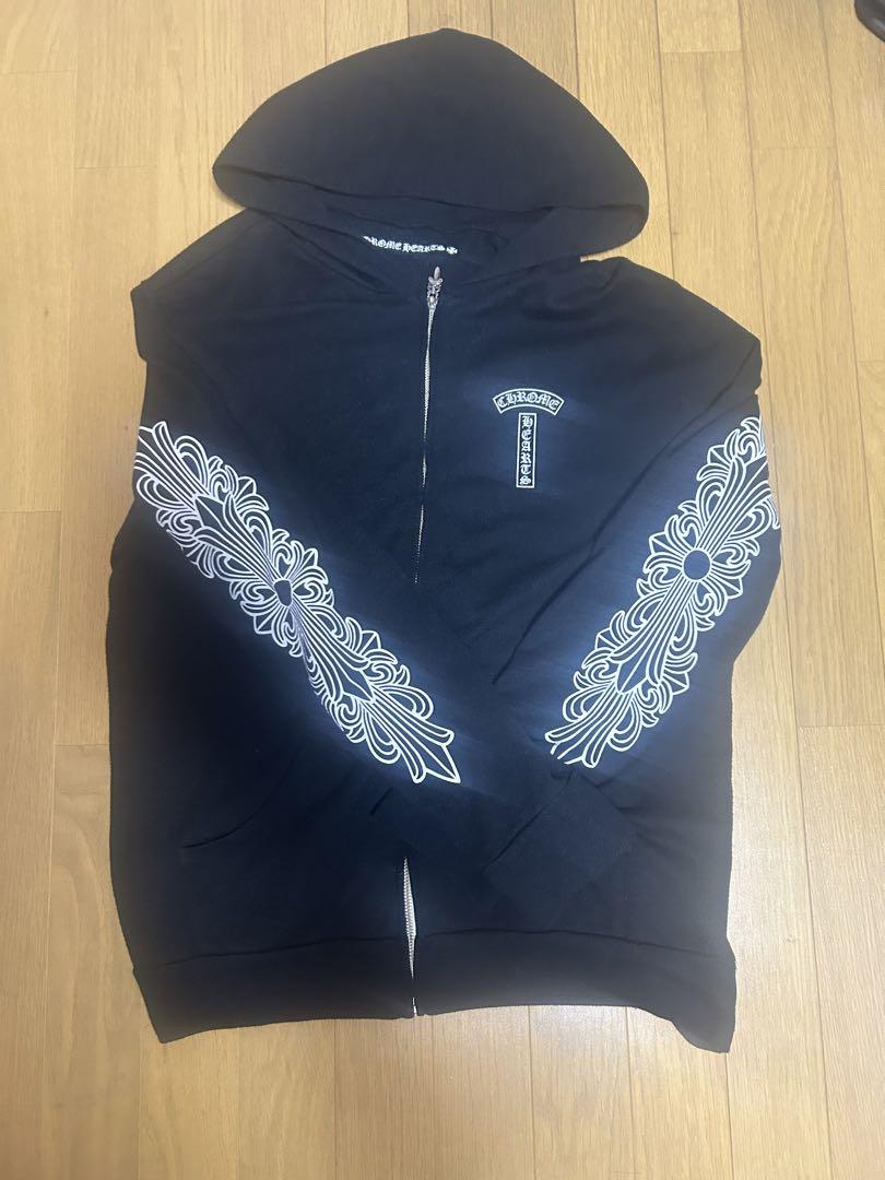 chrom hearts 袖 フローラル ジップ フーディー