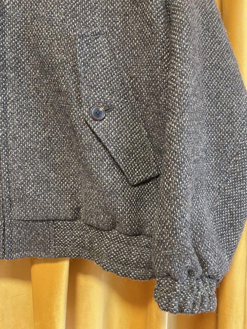 AURALEE Brown Lama Shetland Wool Tweed Zip Jacket Auralee