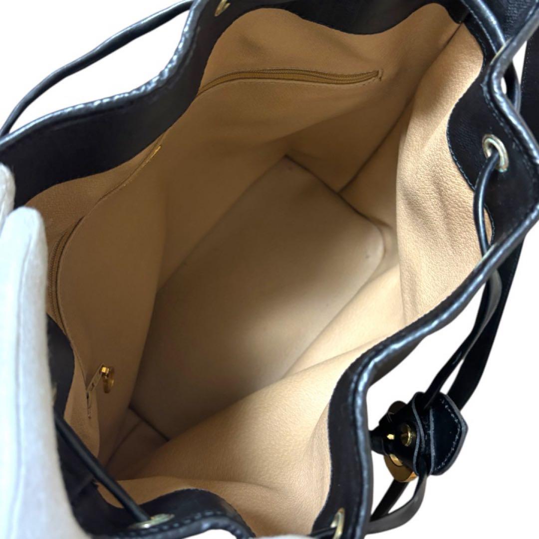 【美品】クリスチャンディオールDior★トロッター柄★レザー巾着ショルダーバッグ