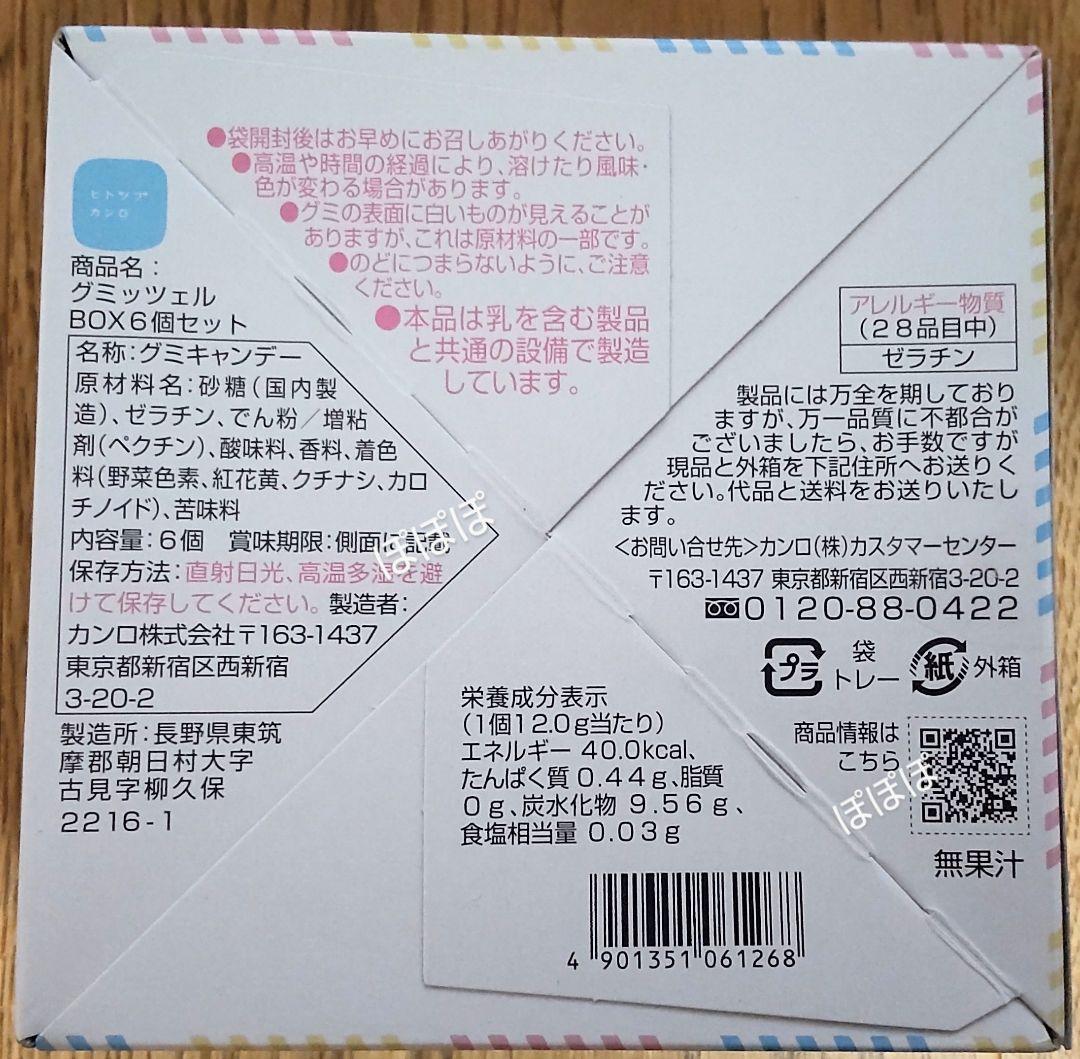 ヒトツブカンロ 　グミッツェルＢＯＸ ６個入り（東京駅限定）12箱