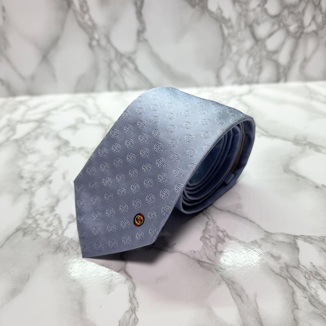 ✨極美品✨ 現行タグ GUCCI ネクタイ シルク100% GG柄 蜂 刺繍