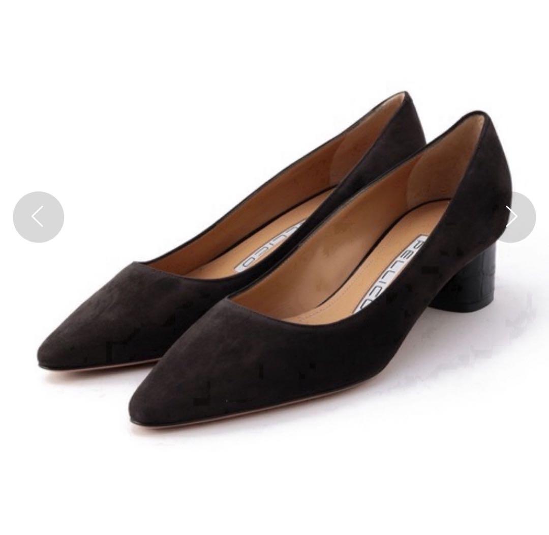 PELLICO スエード パンプス ♡35 PELLICO | スウェード カラーブロック パンプス 3.5cm BLACK