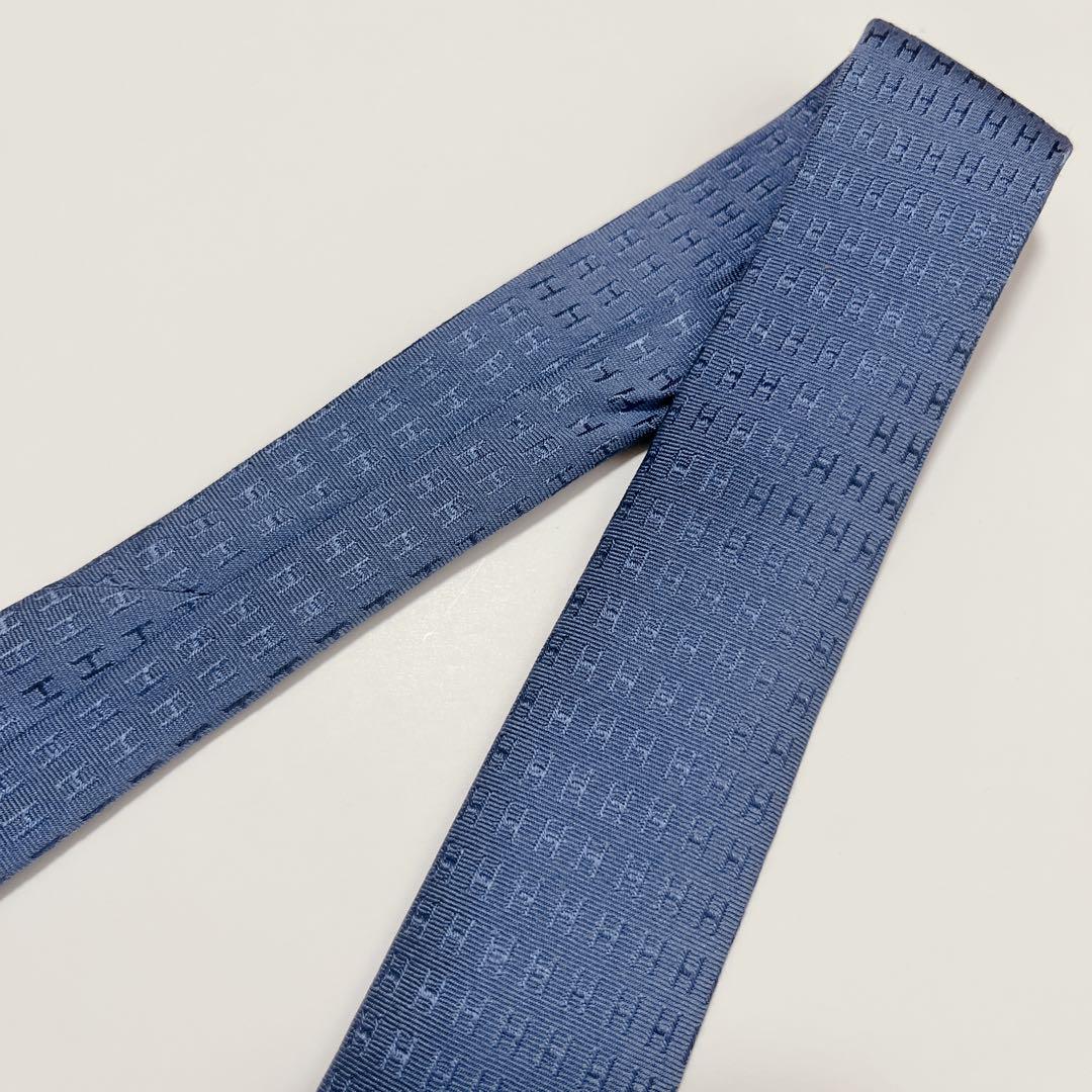 美品 エルメス ネクタイ ハイブランド H柄 ファソネ 光沢