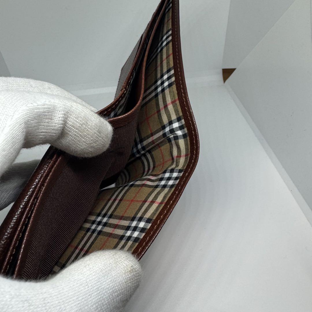 M8228 未使用 BURBERRY バーバリー 二つ折り財布 レザー ブラウン