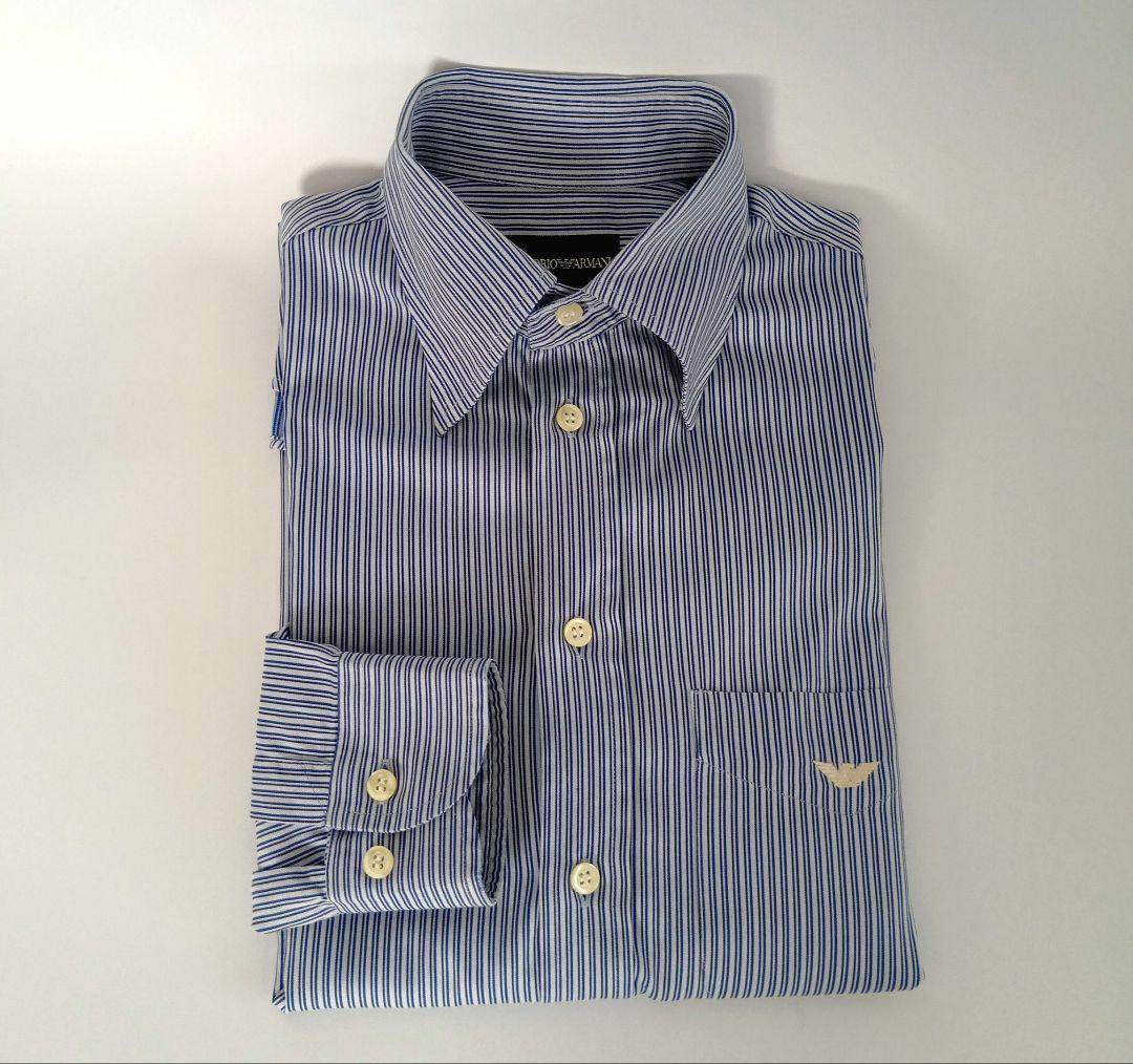 EMPORIO ARMANI/ビジネスシャツ/ストライプ/ブルー系/38