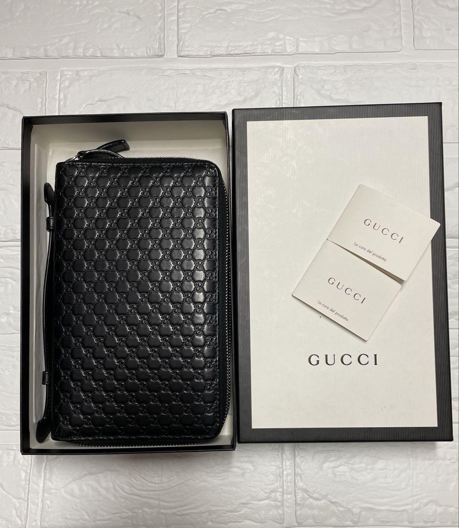 【美品】GUCCIグッチ ダブルファスナー　マイクログッチシマ　マルチウォレット