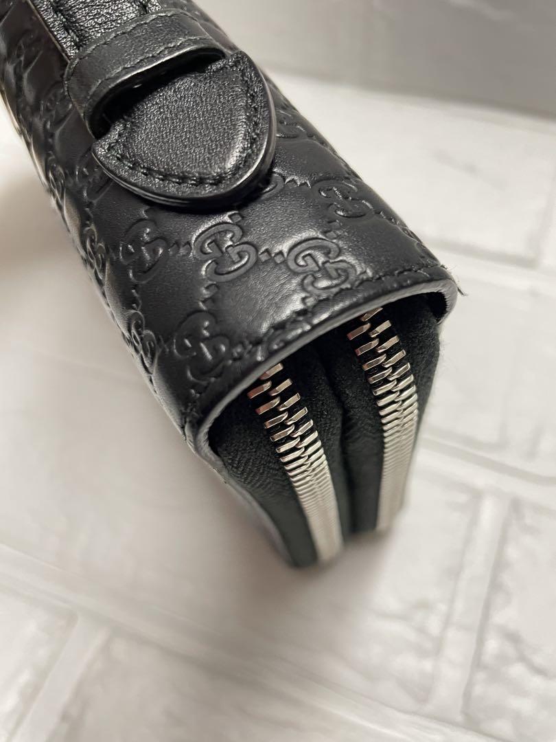【美品】GUCCIグッチ ダブルファスナー　マイクログッチシマ　マルチウォレット