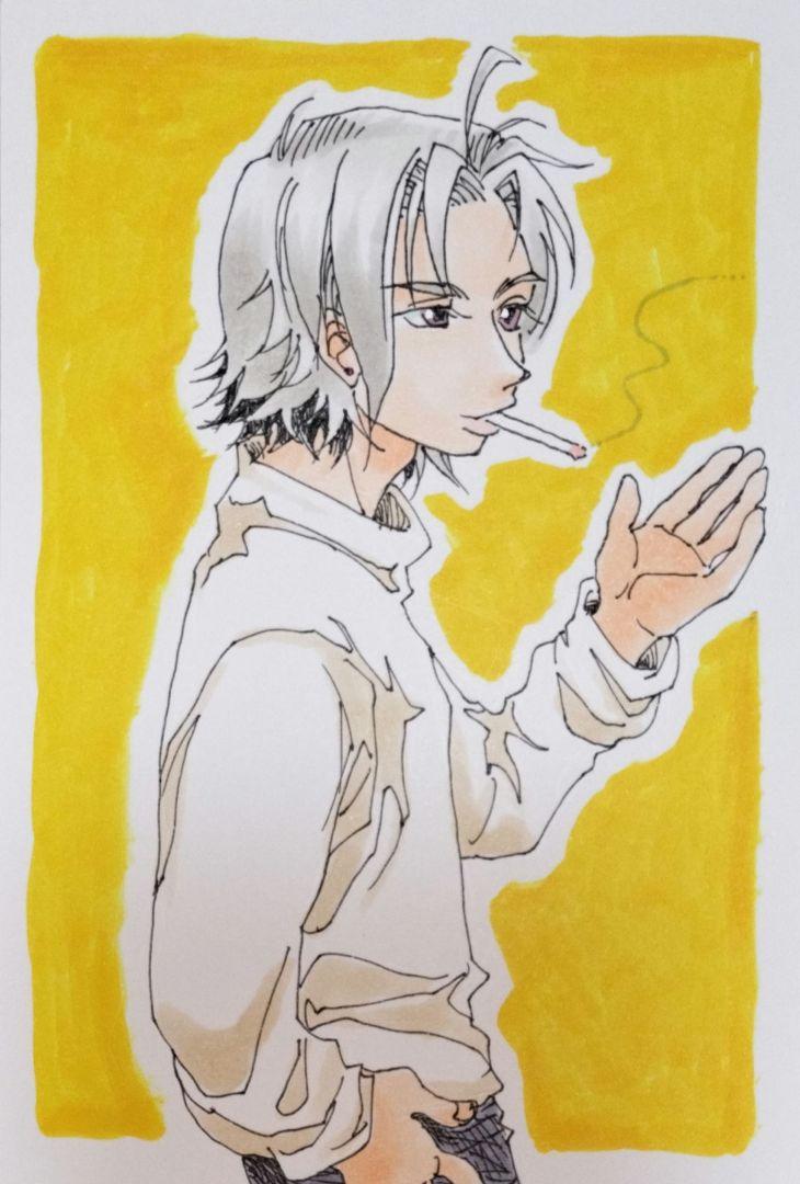 オリジナル手描きイラスト ポストカードサイズ おめかし