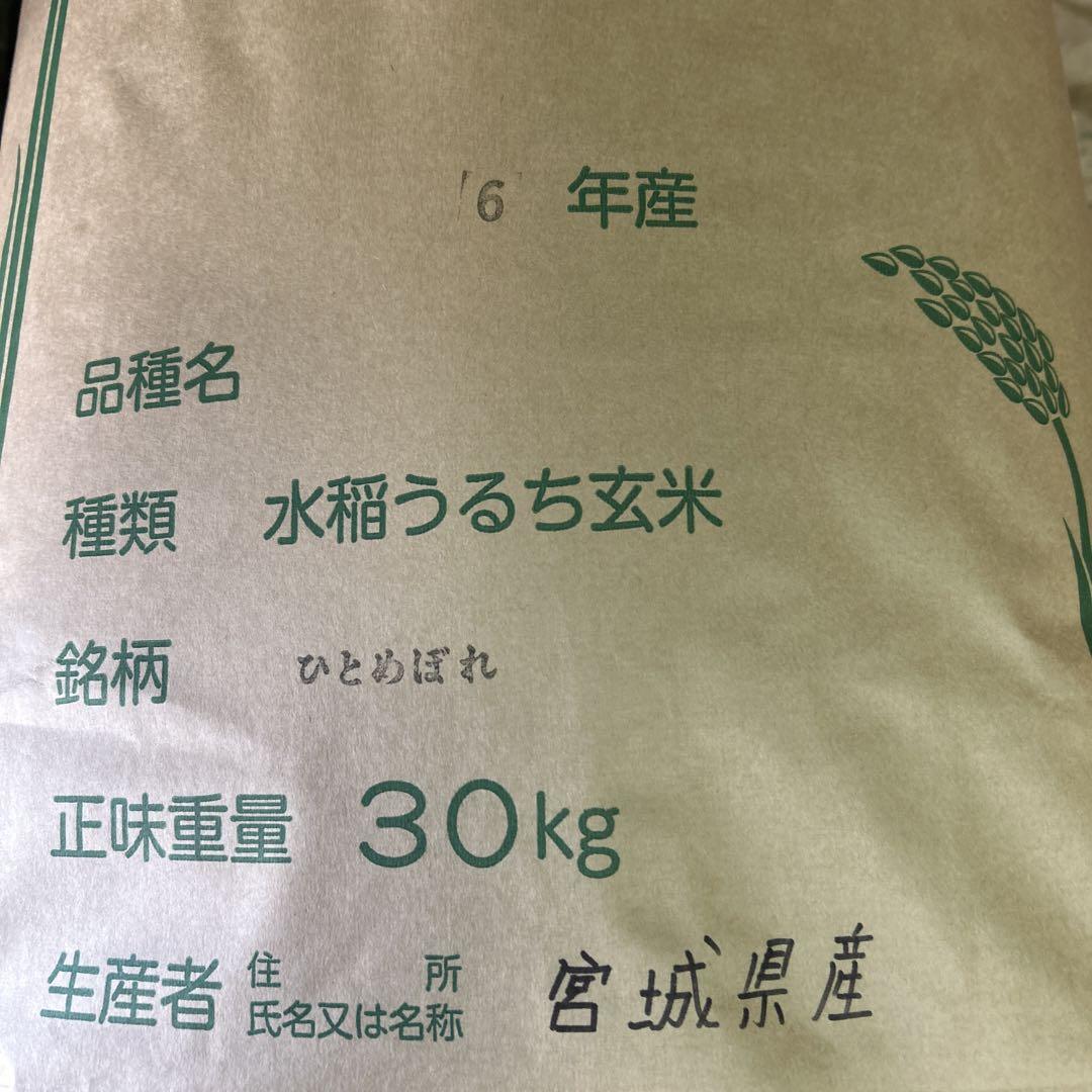 宮城県産 水稲うるち玄米 30kg 6年産　
環境保全米　米農家直送