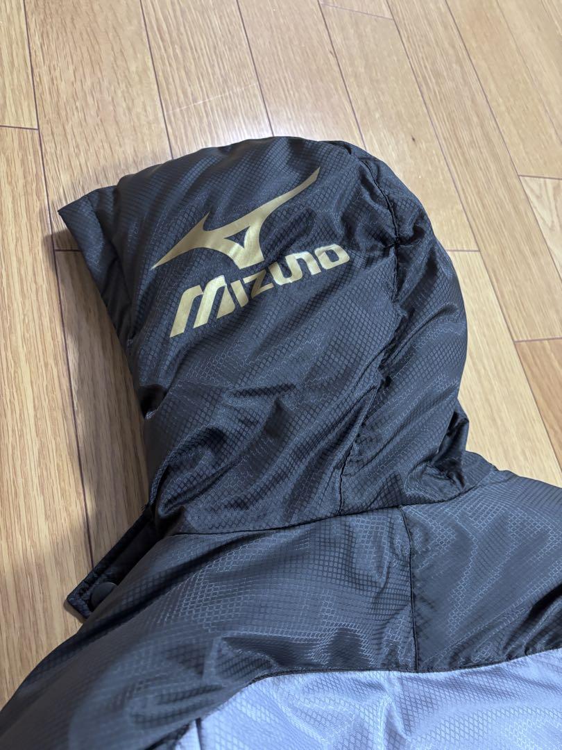 Mizuno ベンチコート 黒/グレー フード付き