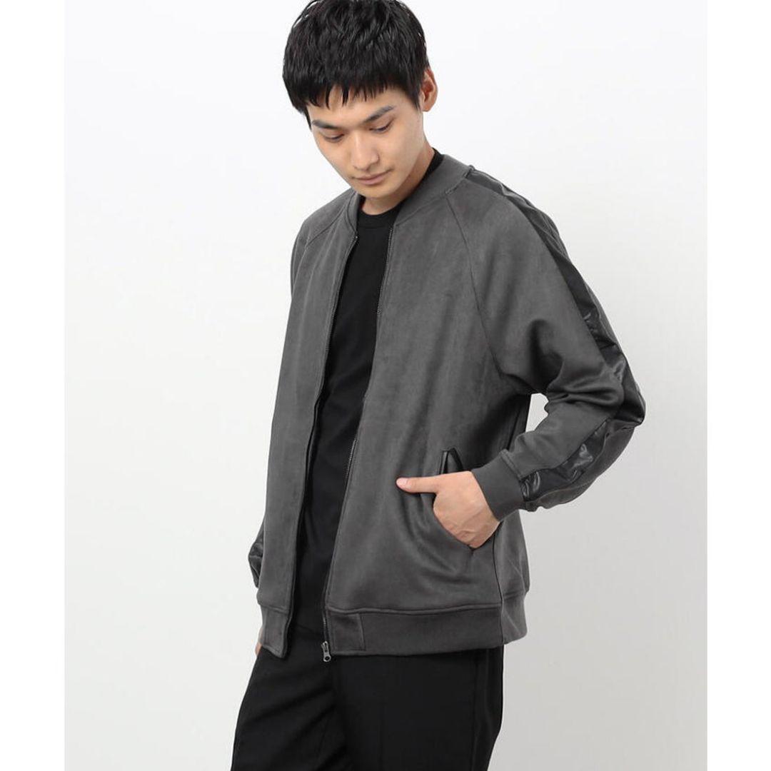 COMME CA ISM フェイクスエード×フェイクレザー コンビ ブルゾン