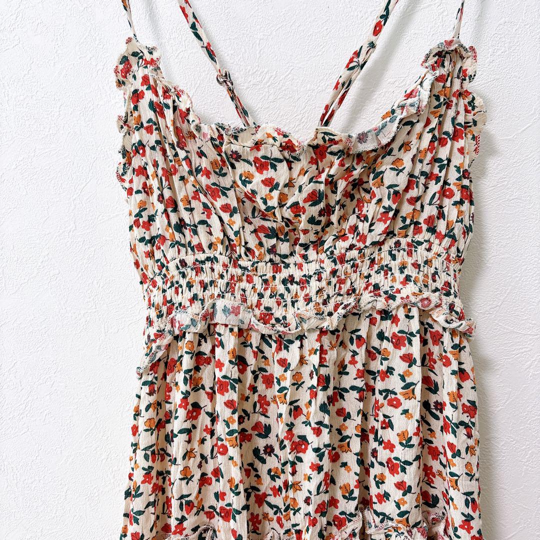 SHEIN フラワープリント ノースリーブ ワンピース M スモーキー