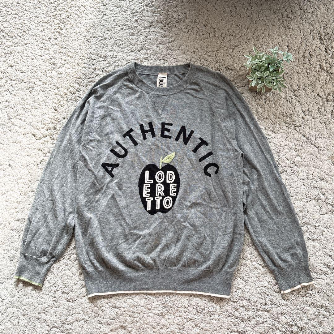 希少✨【LODERETTO】英字ロゴ刺繍ニット 長袖 クルーネック カシミヤ混