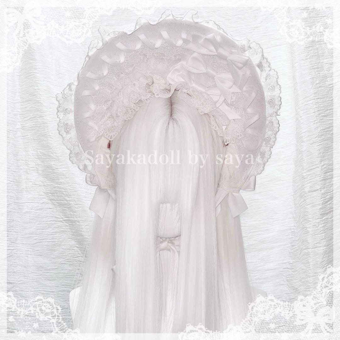 Princess Ribbonページになります♡♡ ♡ Princess ribbon フリルレース ハーフボンネット white