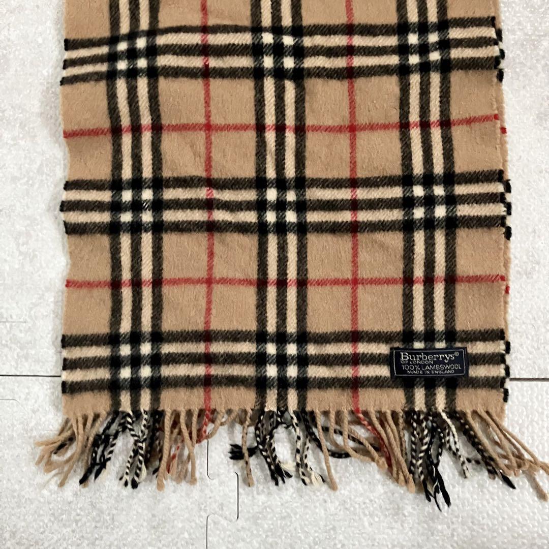 美品✨バーバリー　マフラー　ノバチェック　キャメル　ラムウール100%